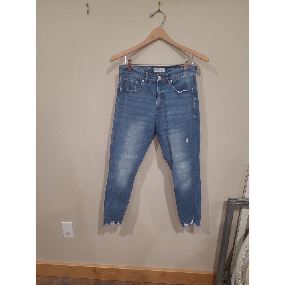 Loft‎ High Waist Skinny Women SZ 6/28 distress hem jeans casual comfort street